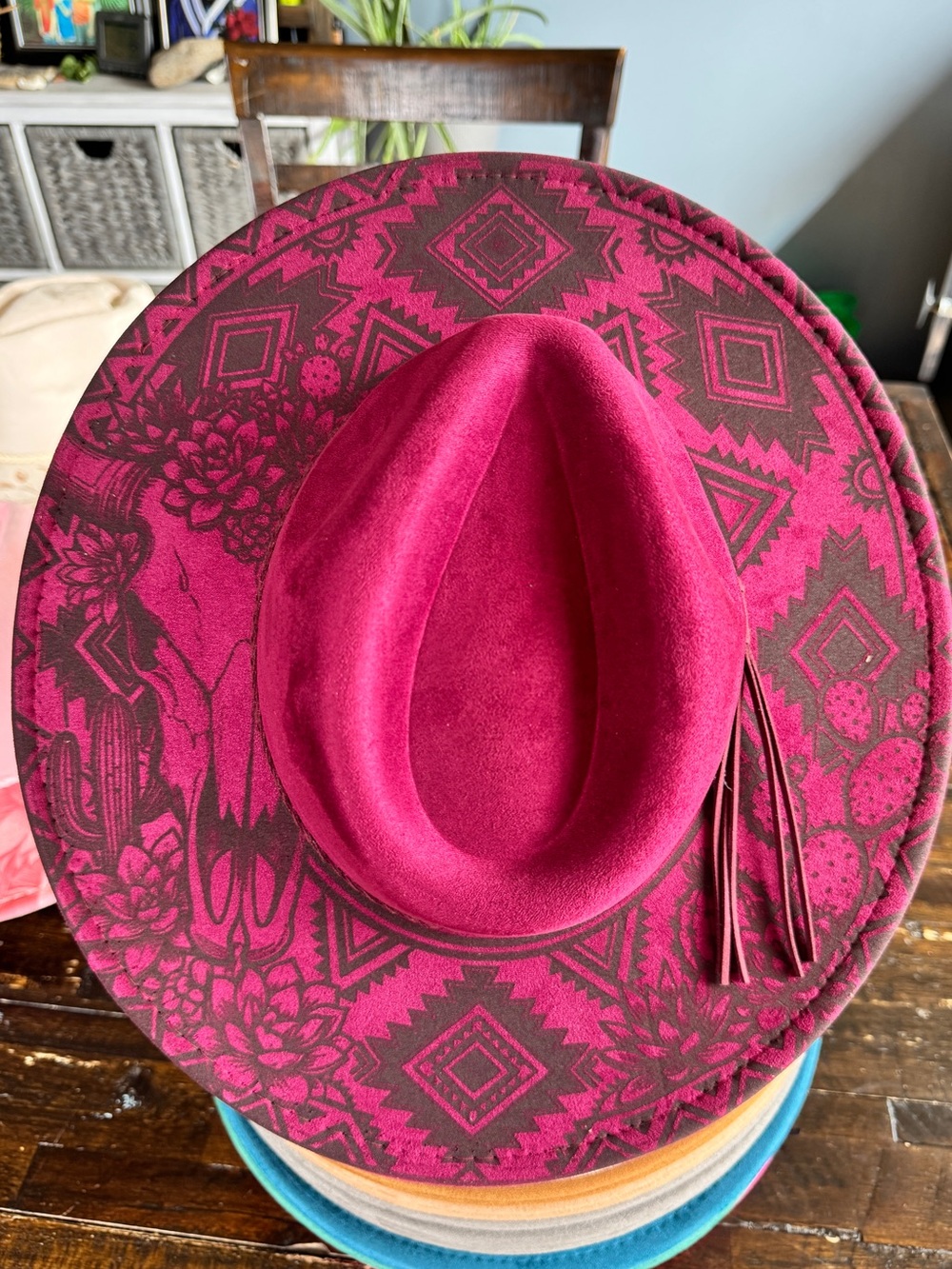 Woman’s burned western hat